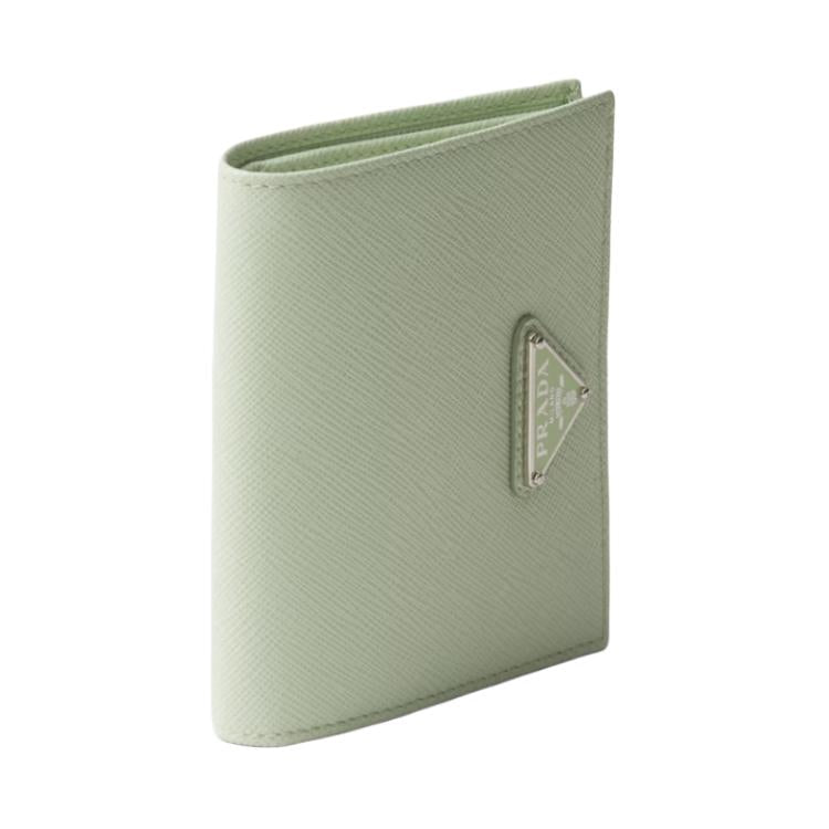 PRADA Cow Leather Wallet Women's Light Green