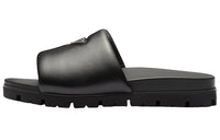 PRADA Padded Slides Black Nappa Leather Men's