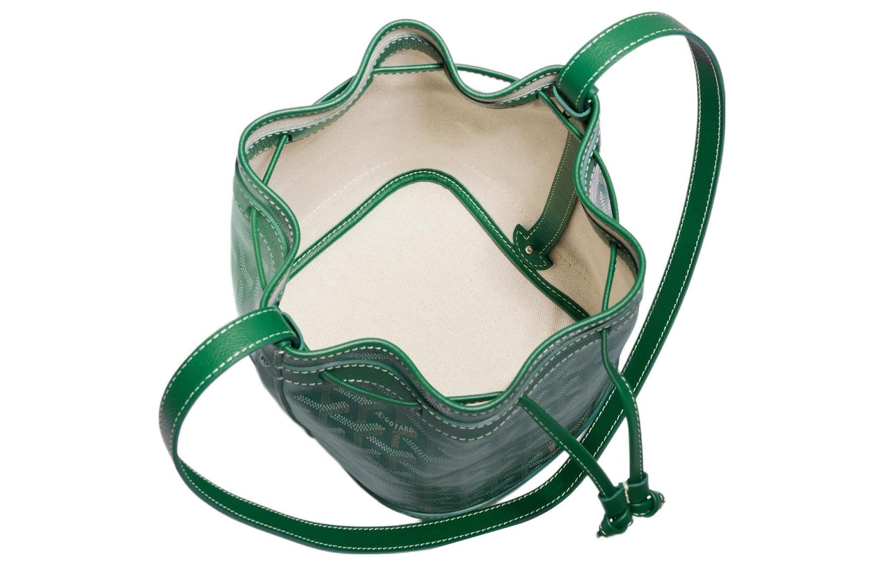 GOYARD Snoopy Co-branded Petit Flot Canvas With Leather Bucket Bags Shoulder Bags Women's Green/Red Heart Balloons