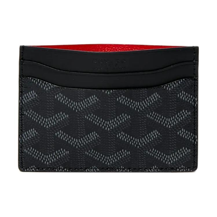 GOYARD Saint Sulpice Canvas With Calfskin Card Holder Card Holder Unisex Pitch Black