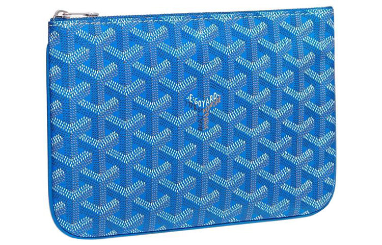 GOYARD SENAT Canvas With Leather Toiletry Bags Storage Bags Clutches Small Size Unisex Blue