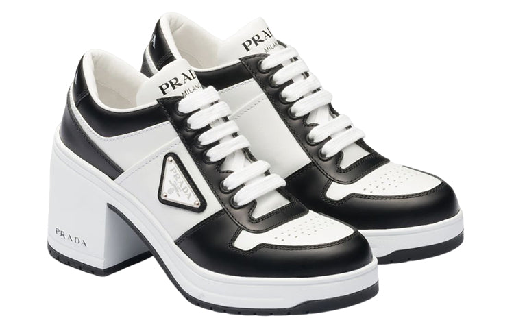 PRADA Chunky Heel High Heels Women's Black White