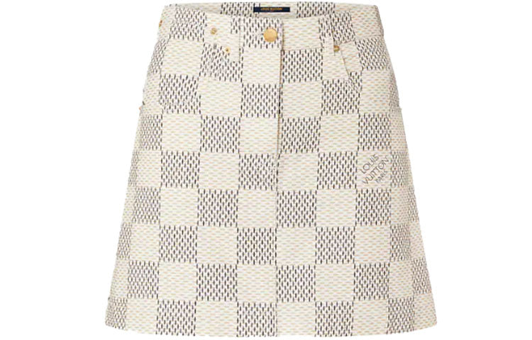 LOUIS VUITTON Damier Azur Denim A-line Mini Skirt