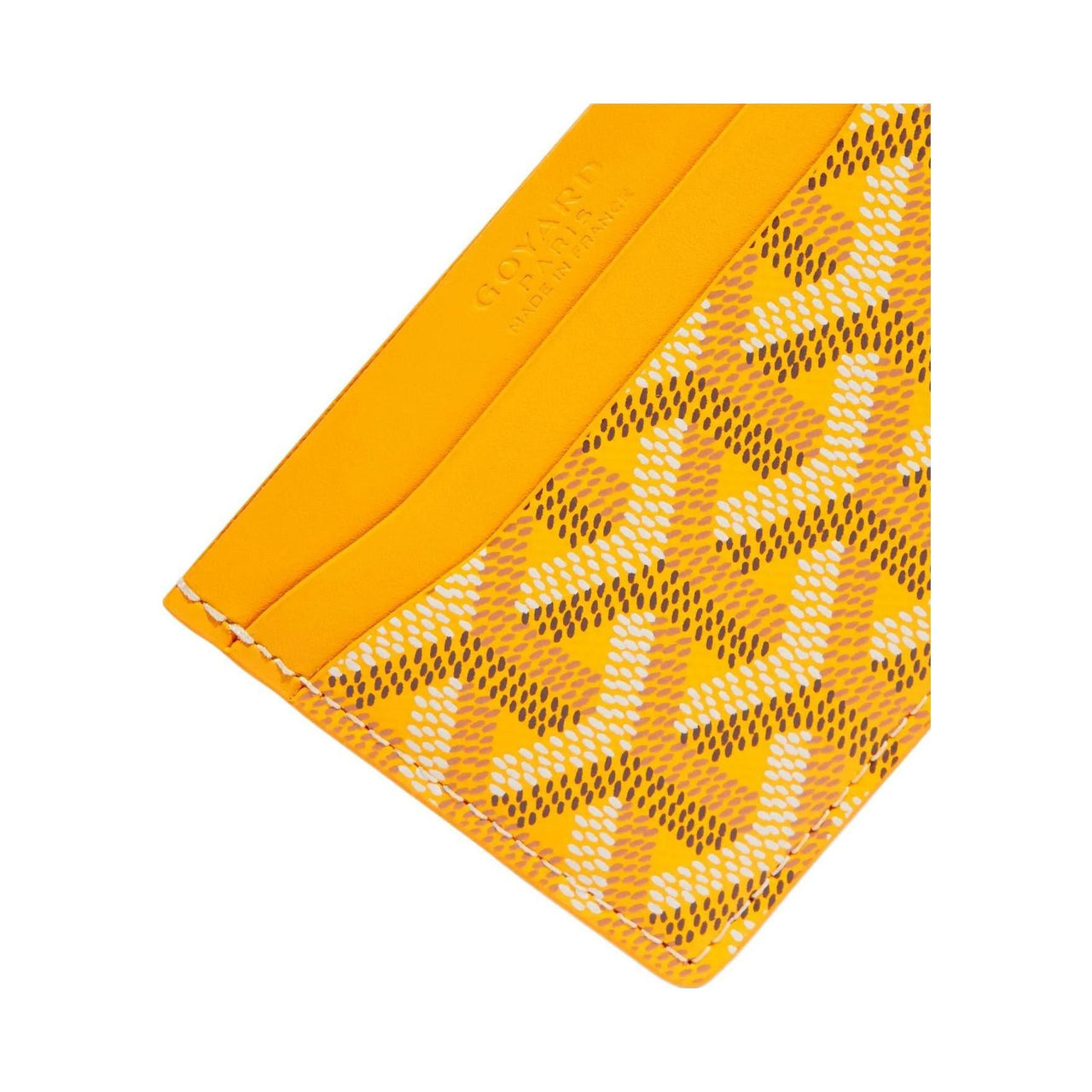 GOYARD Saint-Sulpice Canvas With Calfskin Card Clip Card Holder Unisex Yellow & Burgundy Small Heart
