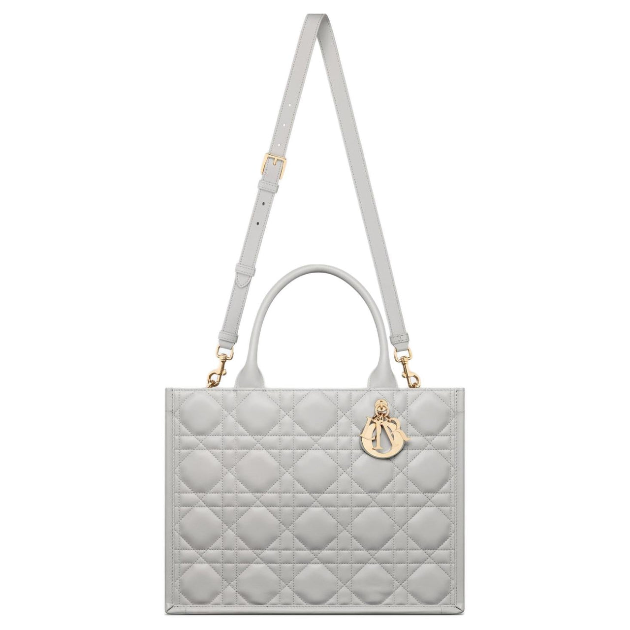 DIOR BookTote Cow Leather Tote Bag Shopping Bag Handbag Medium Size Women's Mist Gray