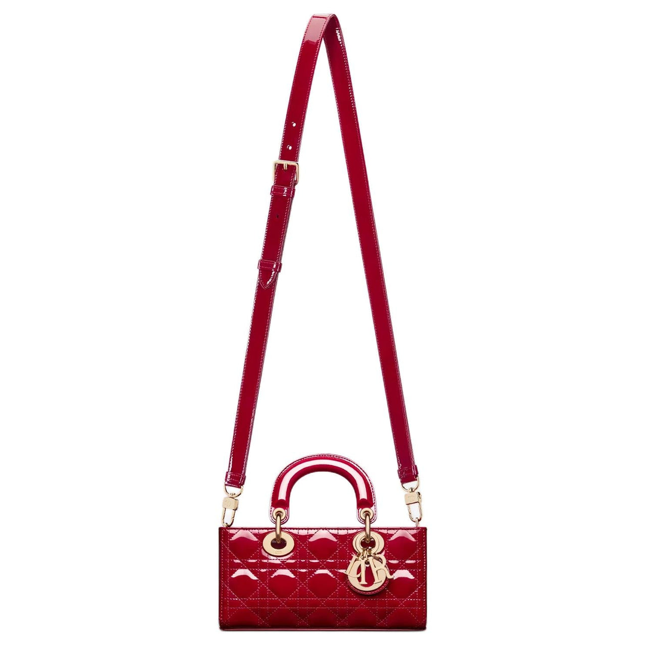 DIOR Lady D JOY Patent Leather Cowhide Dior Bag Shoulder Bag Crossbody Bag Handbag Small Size Women's Cherry Red