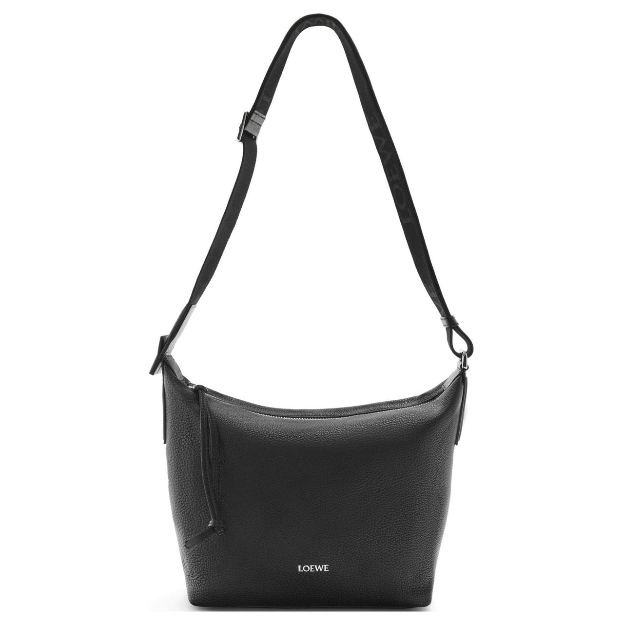 LOEWE Cubi Grained Calfskin Crossbody Bag Shoulder Bag Small Size Unisex Black