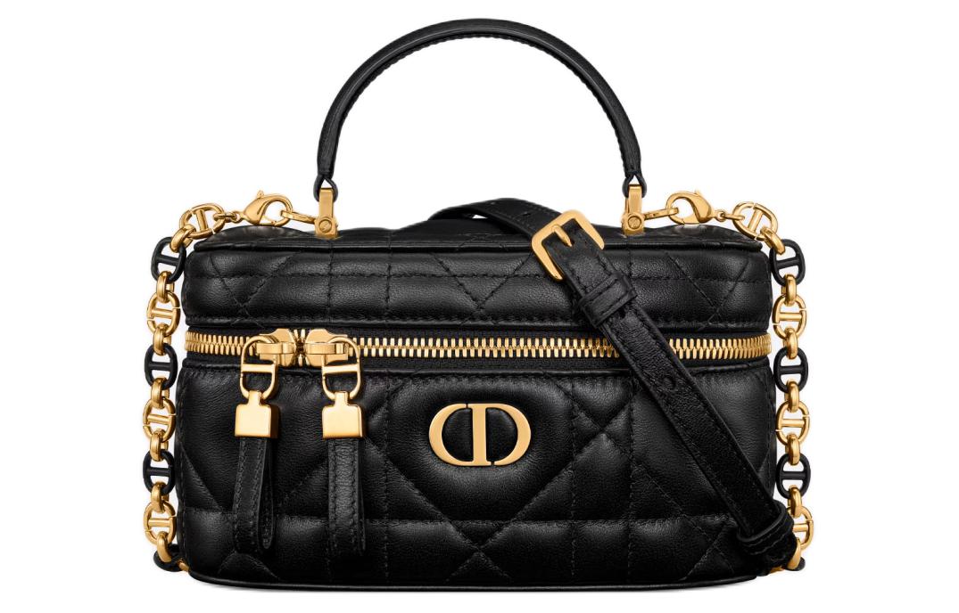 DIOR 30 MontaigneCaro Sheepskin Shoulder Bag, Crossbody Bag, Handbag Mini Unisex Black