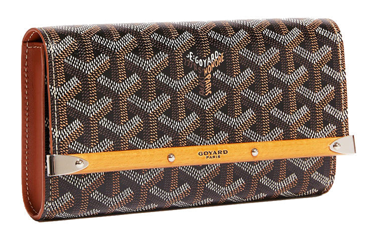 GOYARD MONTE-CARLO Canvas With Leather Clutches Crossbody Bags Mini Women's Black/Brown
