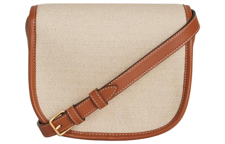 CELINE Cuir Triomphe Fabric With Calfskin Crossbody Bag Shoulder Bag Women's Natural/Tan