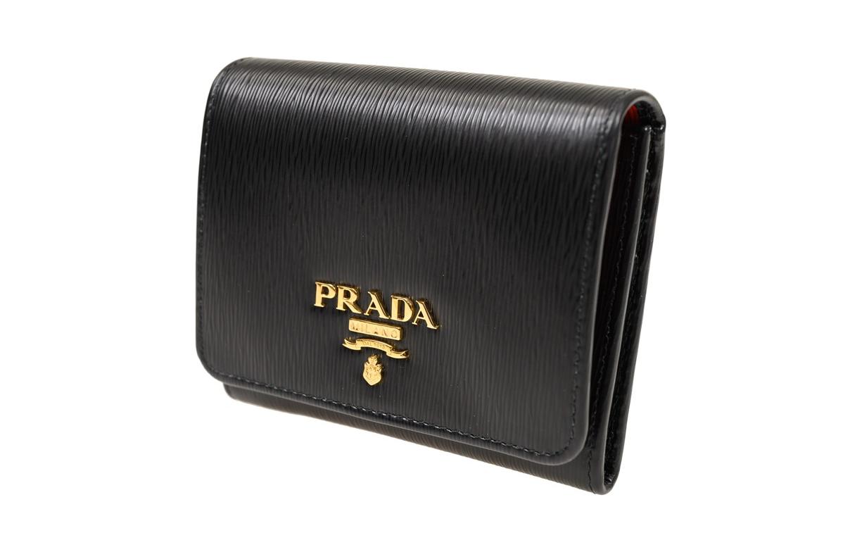 PRADA Cow Leather Wallets Coin Purses Women's Black