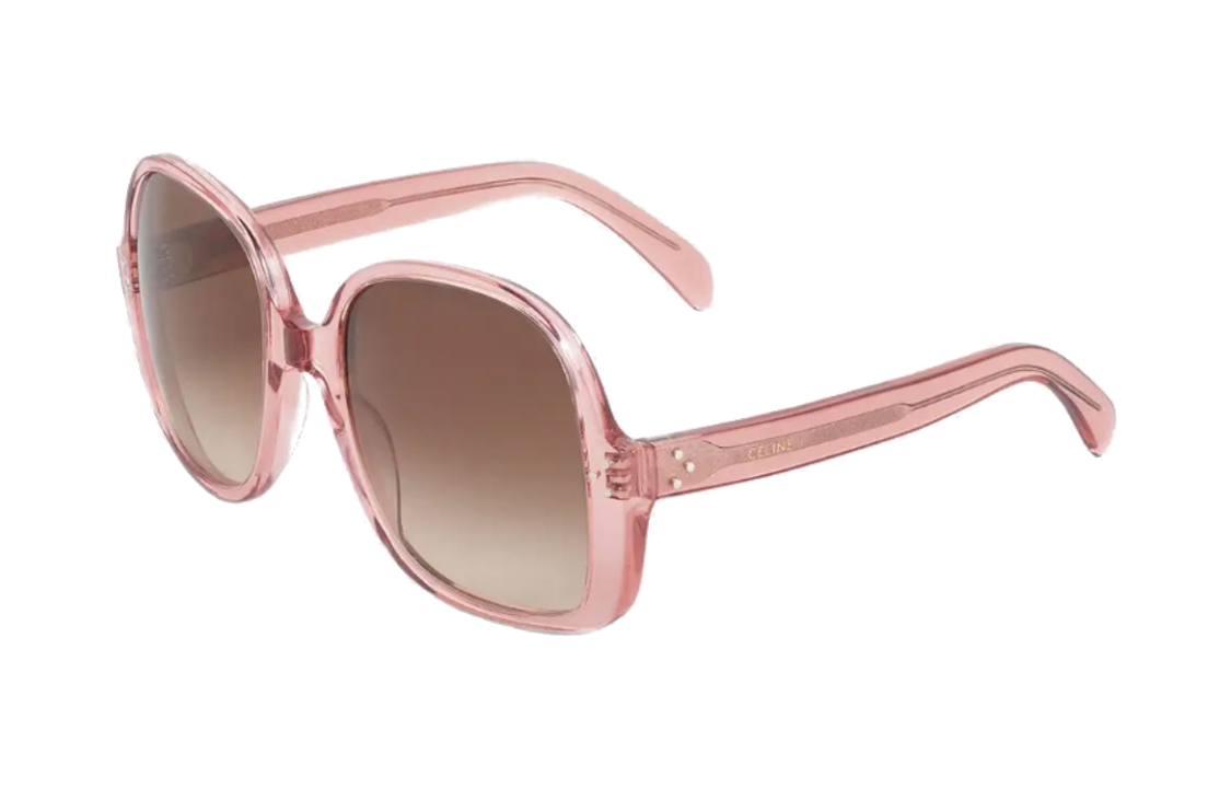 CELINE Acetate Irregular Shape Sunglasses Unisex Pink