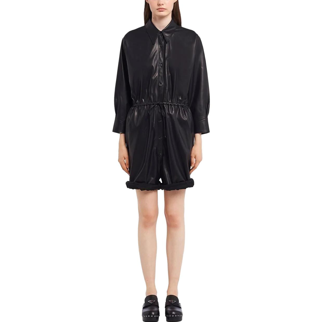 PRADA Drawstring-waist Long-sleeve Playsuit