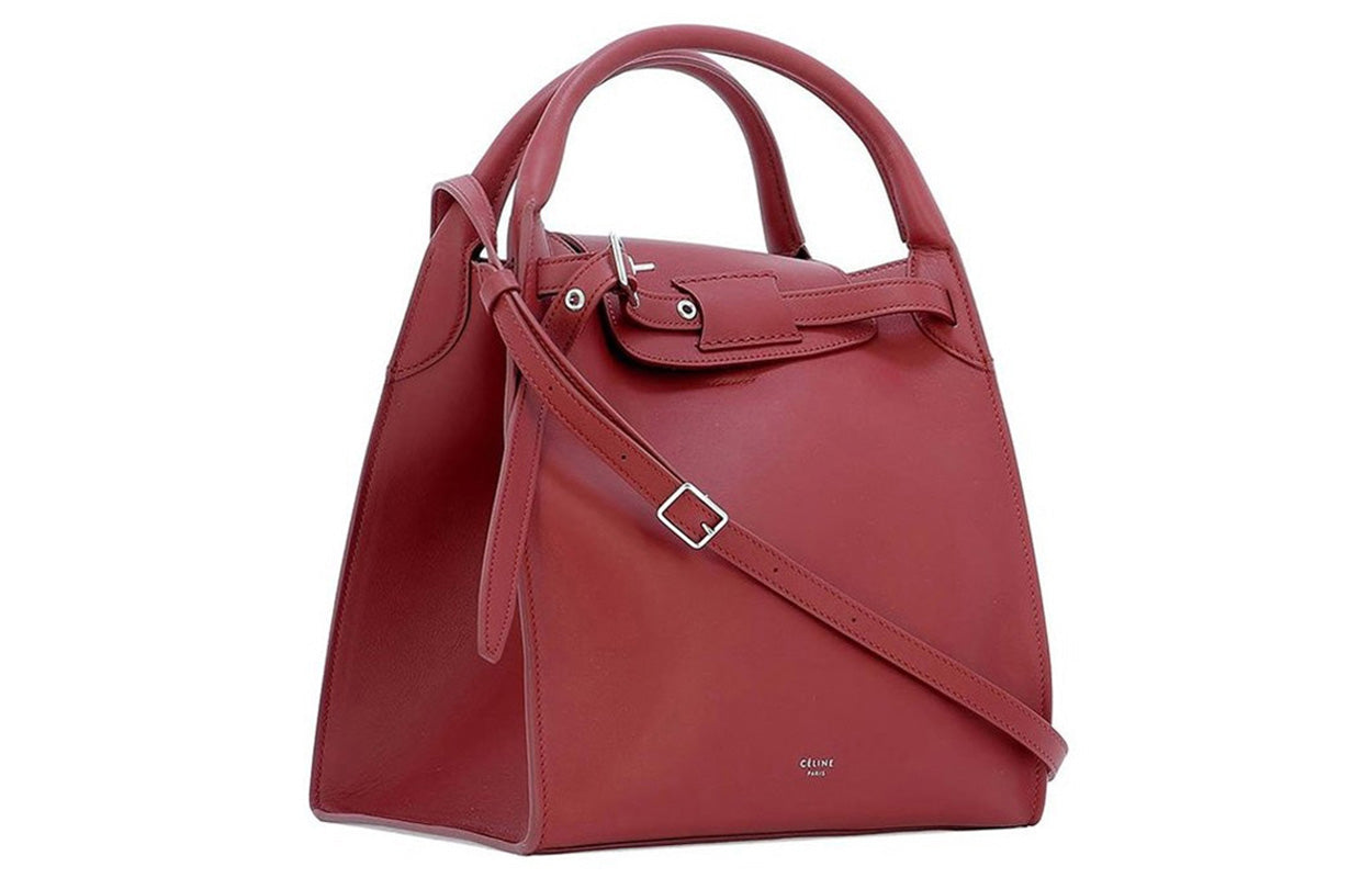 CELINE Cow Leather Crossbody Handbag Medium Size Women's Red