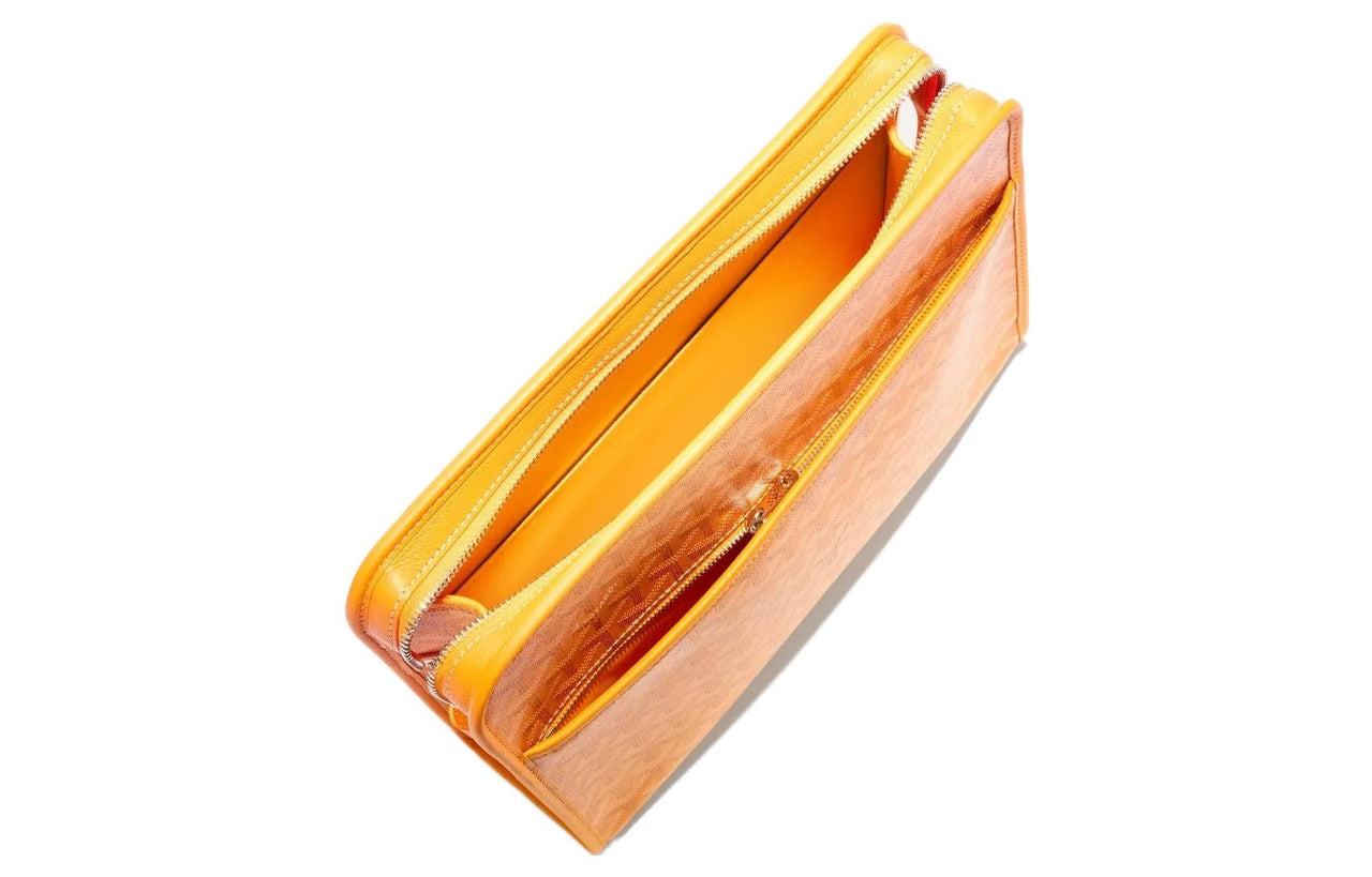 GOYARD JOUVENCE Calfskin Canvas Storage Bags Handheld Toiletry Bags Large Size Unisex Yellow