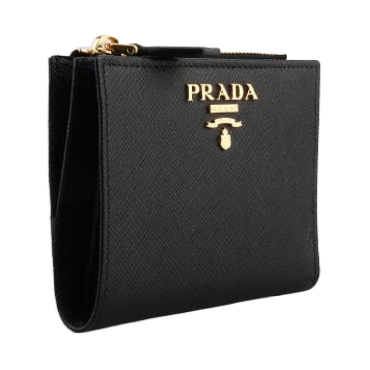 PRADA Cow Leather Wallet Women's Black