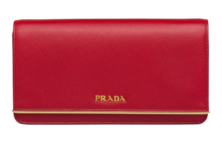 PRADA Cow Leather Clutch Mini Women's Red