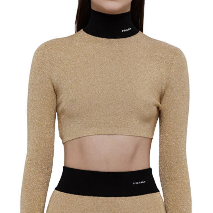 PRADA Crop Tops Women's Gold