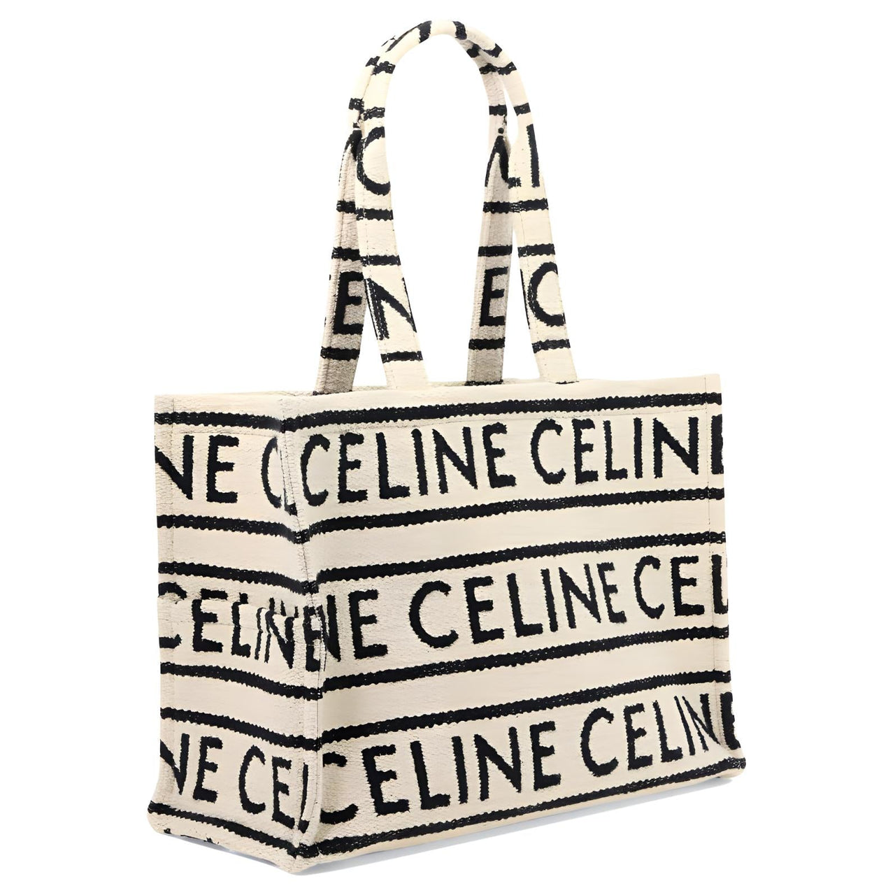 CELINE Cotton Tote Bag Shopping Bag Handbag Shoulder Bag Large Size Women's Light Brown