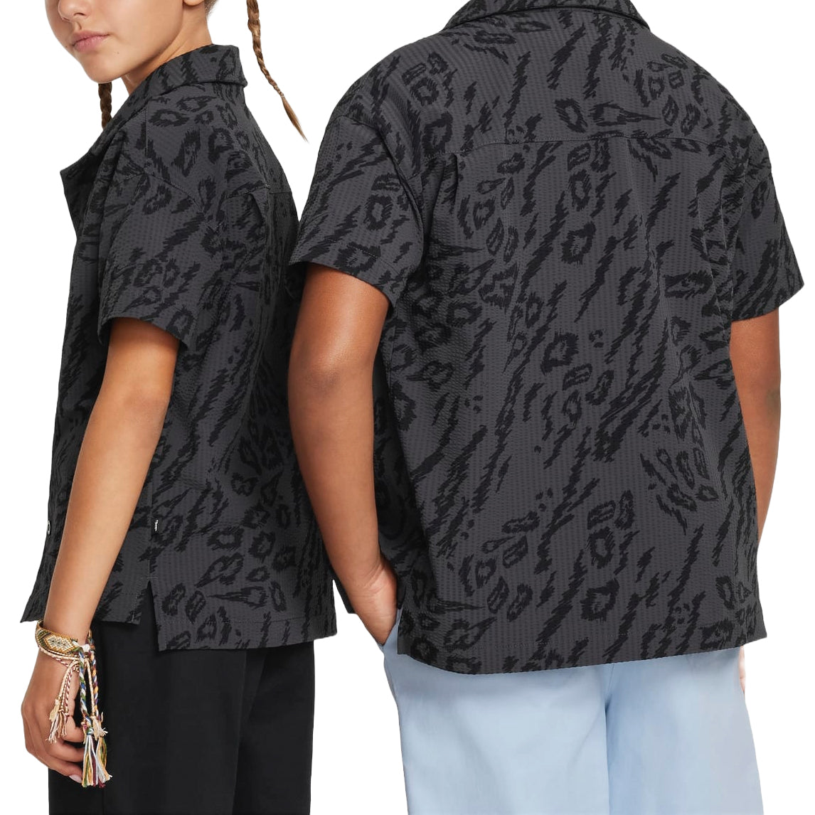 (GS) Nike SB Dri-FIT Button Down Skate Shirt 'Black' FN9218-060