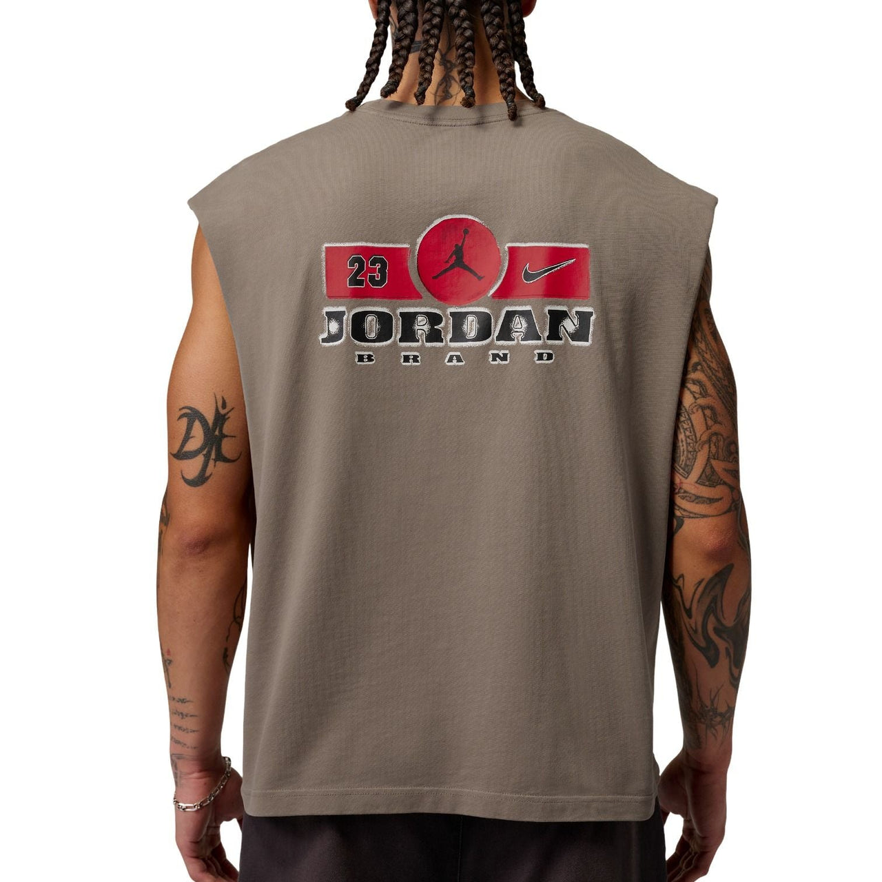 Air Jordan Brooklyn Sleeveless Muscle T-Shirt 'Olive Grey Gym Red' IF3131-040