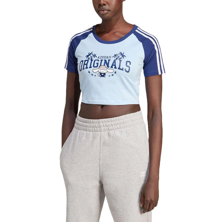 (WMNS) adidas Originals x Hello Kitty Graphic T-shirt Asia Sizing 'Blue' JH3175
