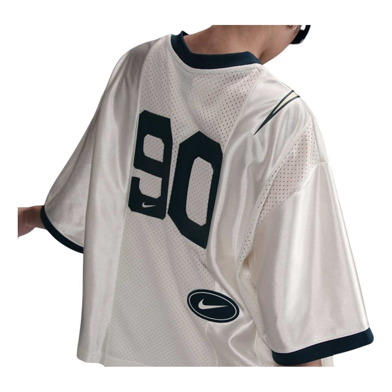 (WMNS) Nike Sportswear Street Oversized Graphic Jersey Top 'Sail Armoury Navy' HJ0280-133
