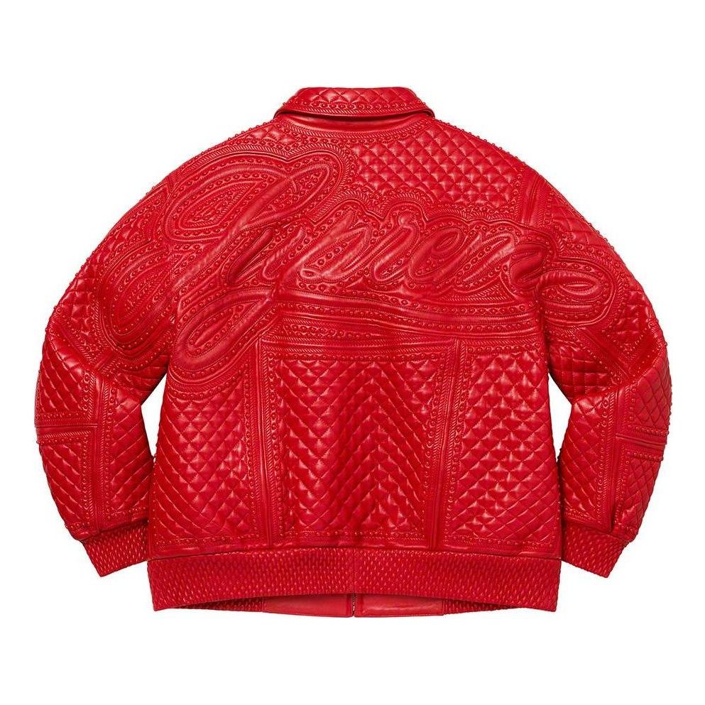 Supreme Studded Quilted Leather Jacket 'Red' SUP-FW22-012