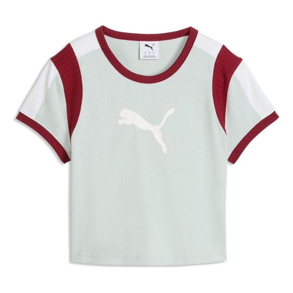 (WMNS) PUMA Graphics Ringer Baby T-Shirt 'Creme De Mint Garnet Glow' 636621-29