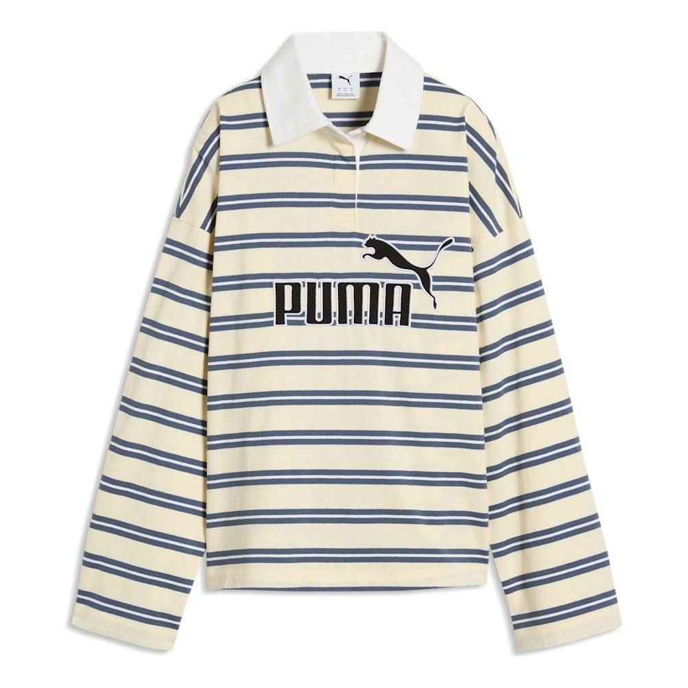 (WMNS) PUMA Elevated Essentials Oversized Rugby Polo 'Buttercream Striped' 638345-88