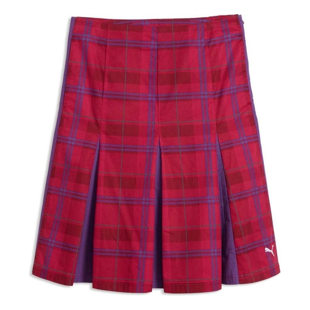 (WMNS) PUMA T7 Pleated Tartan Midi Skirt 'Garnet Glow' 636634-23