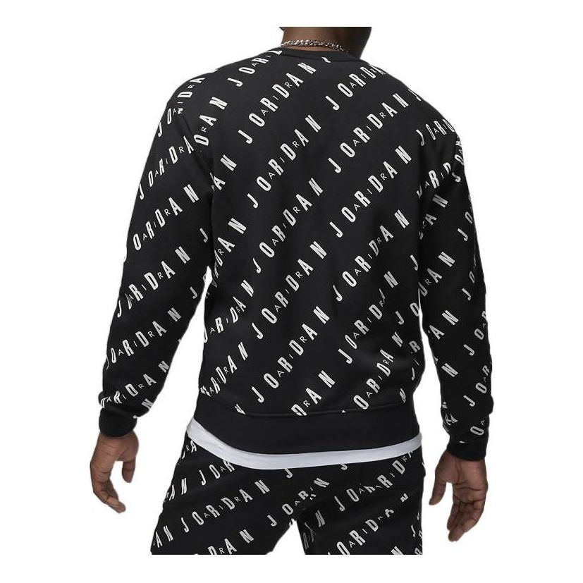 Air Jordan All Over Print Fleece Crewneck 'Black White' DX9173-010