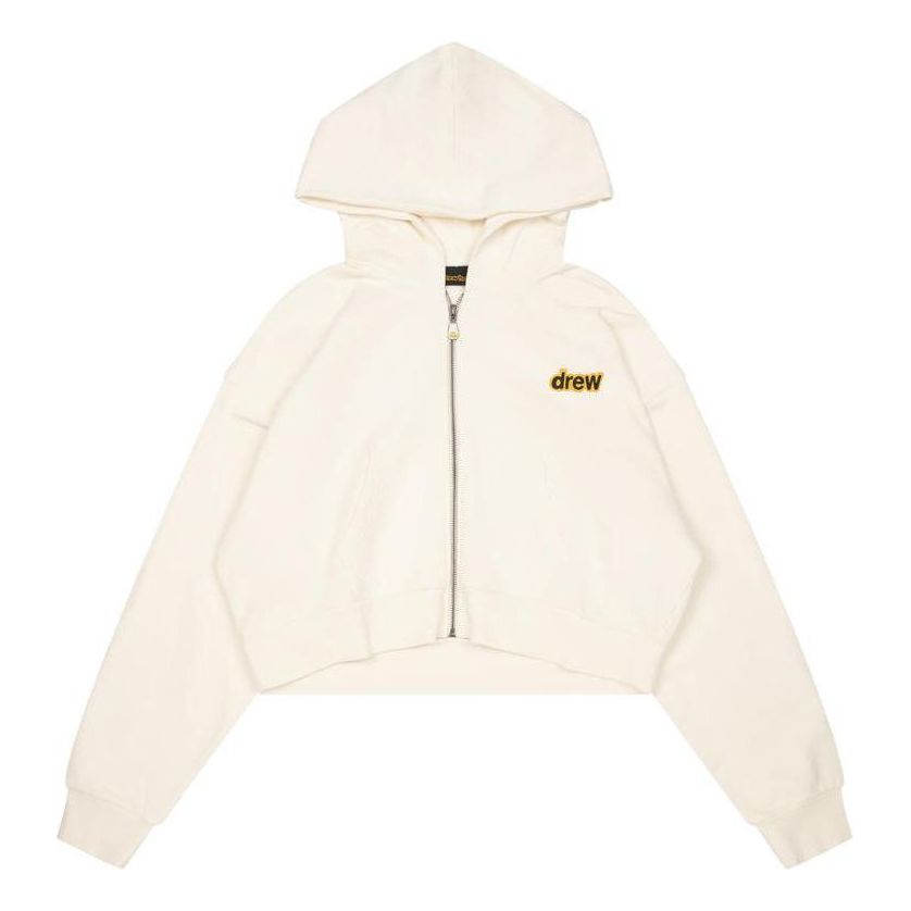 Drew House Cropped Zip Up Hoodie 'Off-White' DW-FW22-1222-04