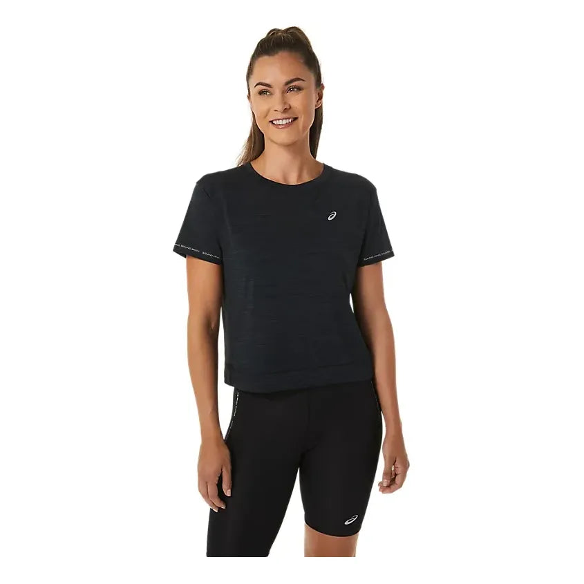 (WMNS) ASICS Race Crop Top 'Performance Black Charcoal Grey' 2012C294-002