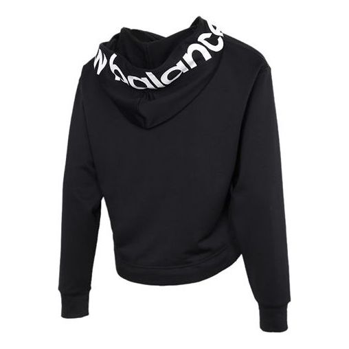 (WMNS) New Balance Relentless Logo Crop Hoodie Asia Sizing 'Black' AWT11169-BK