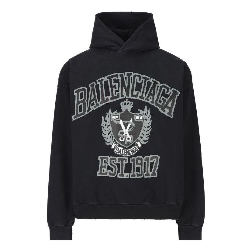 (WMNS) Balenciaga Logo Hoodie 'Black Cottom' 744463TOVK28190