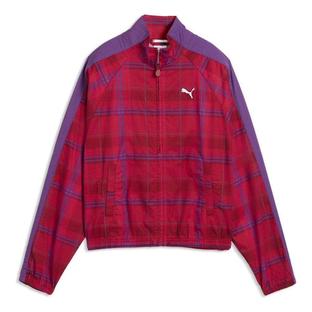 (WMNS) PUMA T7 Relaxed Tartan Jacket 'Garnet Glow' 636628-23
