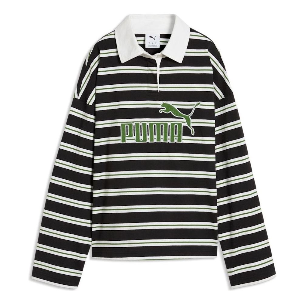 (WMNS) PUMA Elevated Essentials Oversized Rugby Polo 'PUMA Black Striped' 638345-01