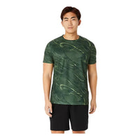 ASICS Suminagashi Motif Print Short Sleeve Top 'Serpentine Green' 2031E214-301