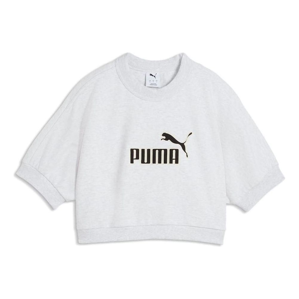 (WMNS) PUMA Elevated Essentials Relaxed Sweatshirt 'White Glow Heather' 636645-05