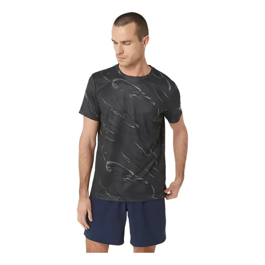 ASICS Suminagashi Motif Print Short Sleeve Top 'Graphite Grey' 2031E214-020