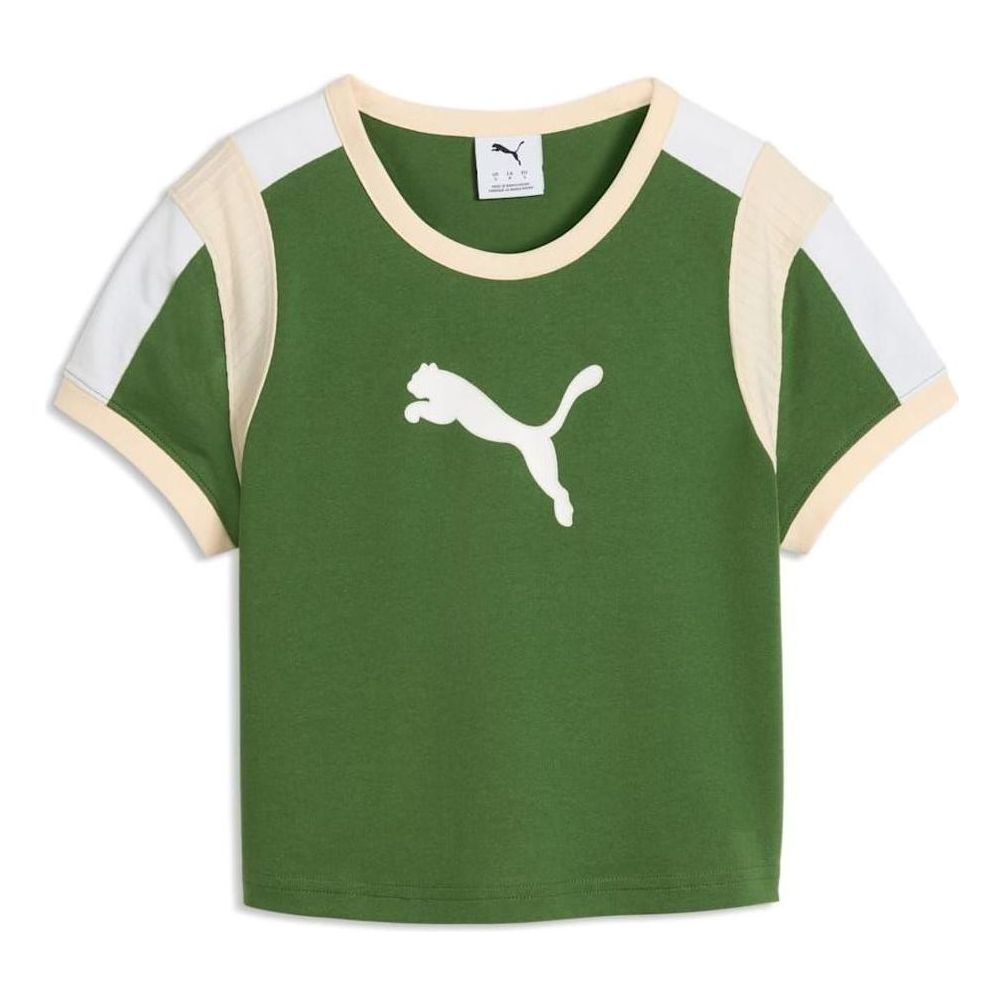 (WMNS) PUMA Graphics Ringer Baby T-Shirt 'Earthy Green' 636621-68