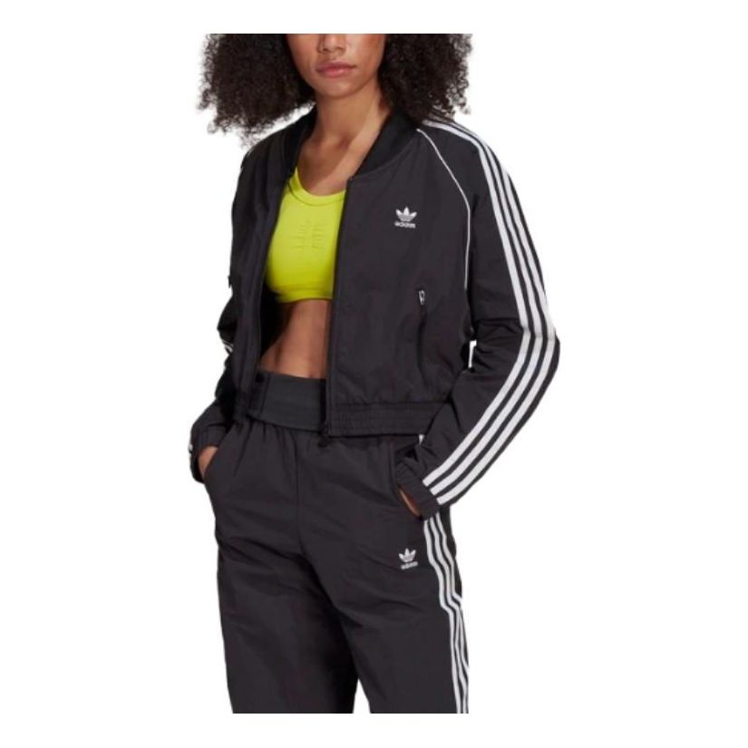 (WMNS) adidas Adicolor Classics Cropped Fashion Track Jacket Asia Sizing 'Black White' GN2791