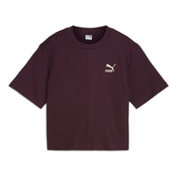 (WMNS) PUMA Classics Ribbed Relaxed T-Shirt 'Midnight Plum' 626626-44