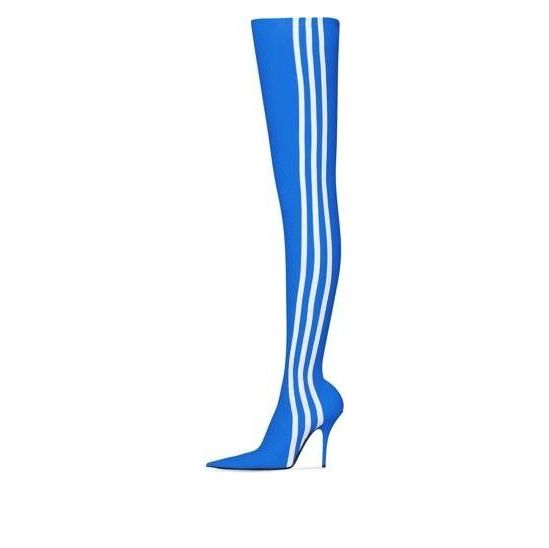 (WMNS) Balenciaga x adidas originals Knife Over The Knee Booties 'Blue' 724074W2ES14090