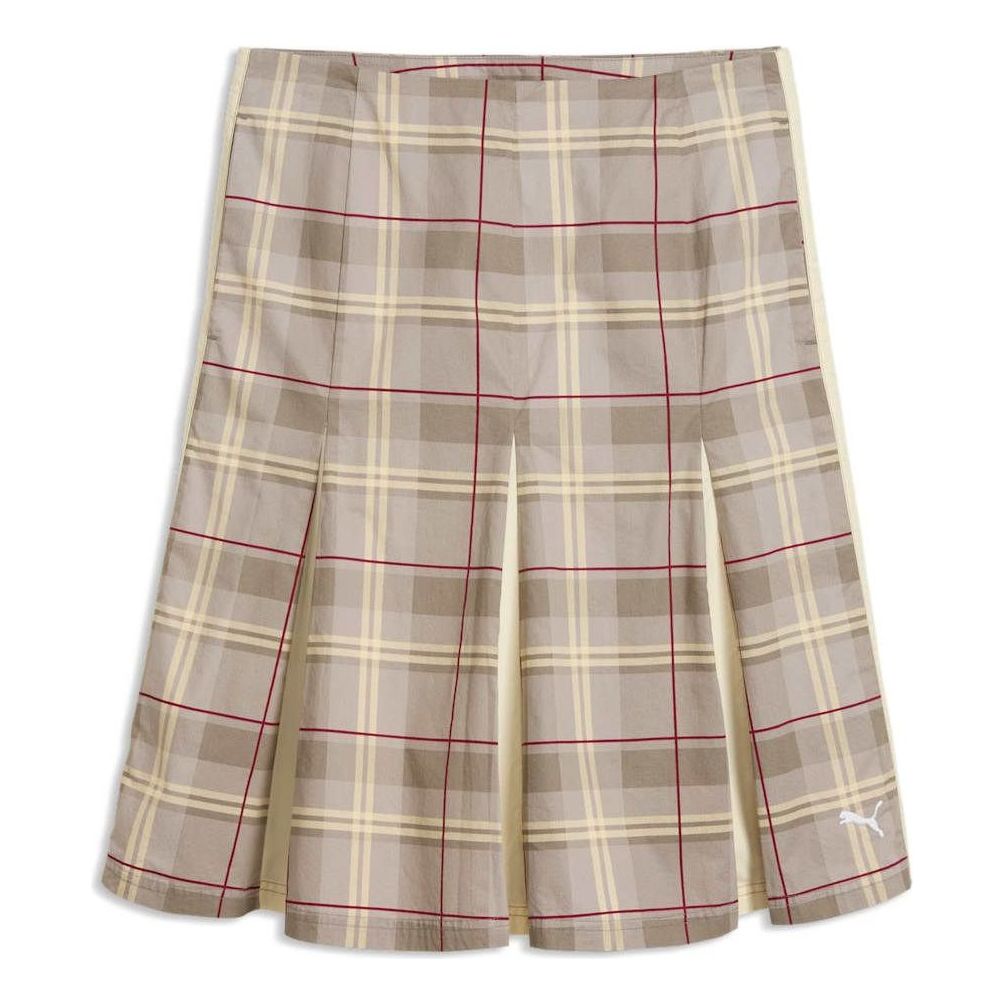 (WMNS) PUMA T7 Pleated Tartan Midi Skirt 'Mouse Gray' 636634-81