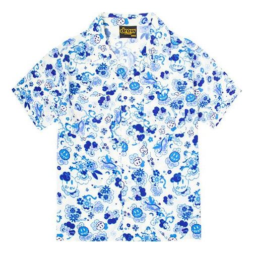 قميص Drew House Rayon Camp باللون الأزرق DR-SS20-85
