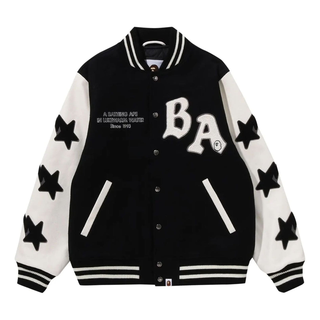 A Bathing Ape Relaxed Fit Varsity Jacket 'Black' 1I80-141-001-BLACK