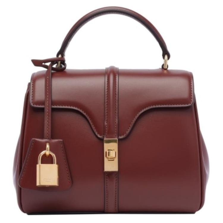 CELINE Calfskin Shoulder Bag Crossbody Bag Handbag Mini Women's Burgundy