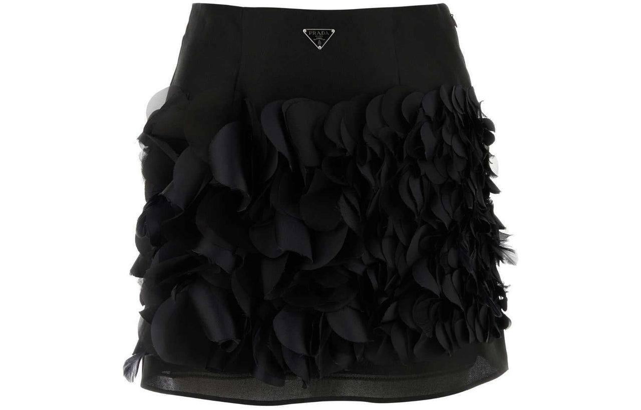 PRADA Enamel Triangle Logo Straight Hem Mini Skirt